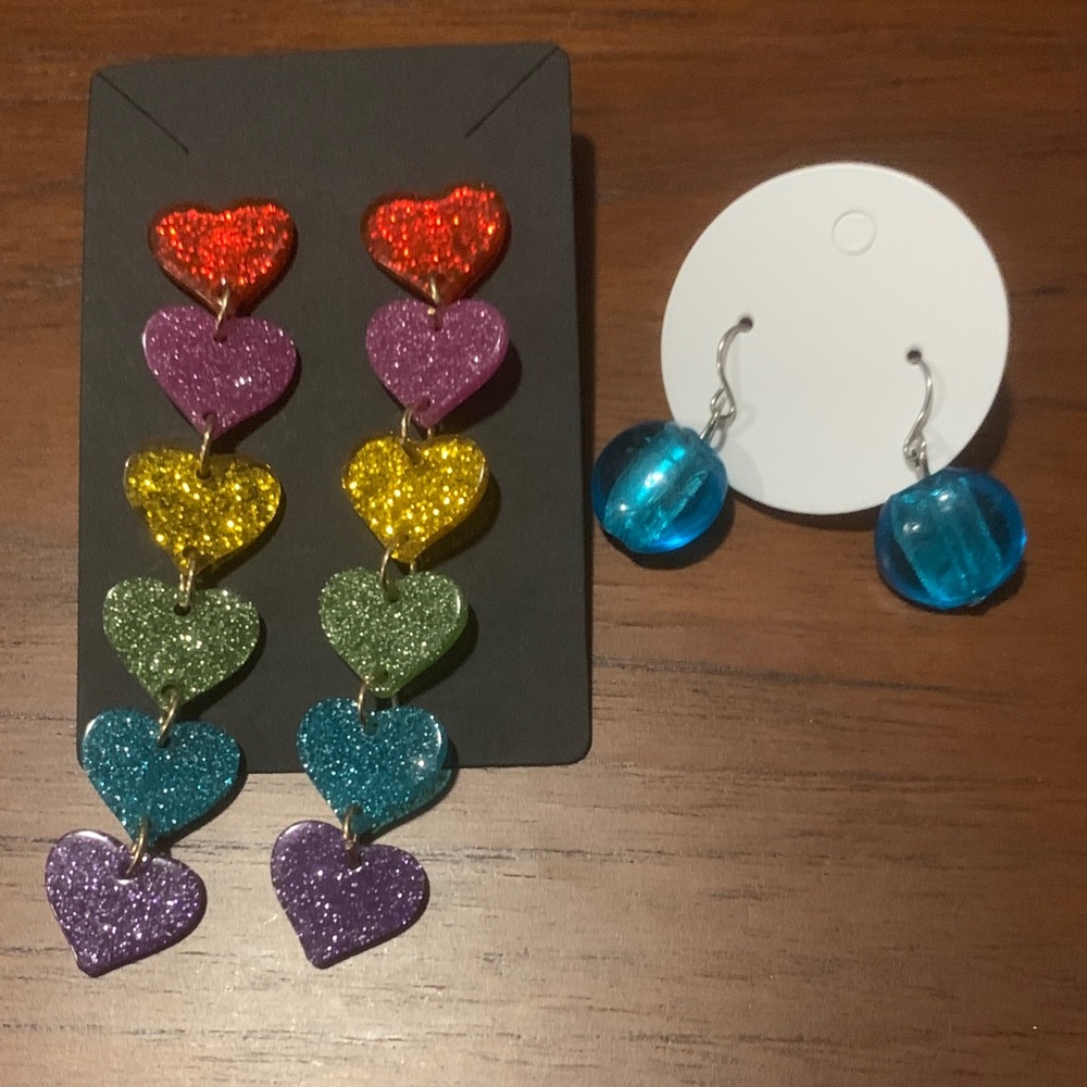 Colourful Heart Drop Earring set